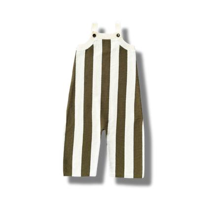Vertical Stripe Knit Overalls