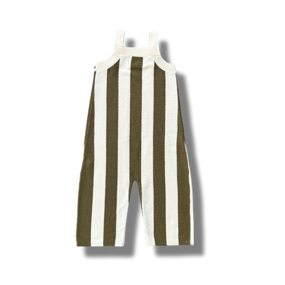 Vertical Stripe Knit Overalls