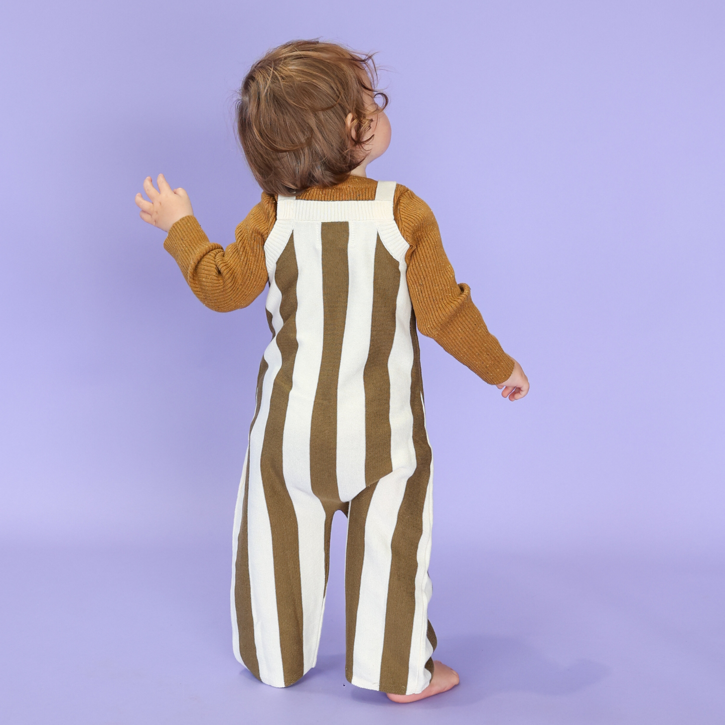 Vertical Stripe Knit Overalls